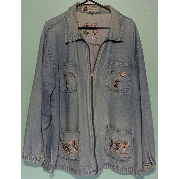 Passion Jackets & Blazers - Denim Jacket Women's Passion-1 Zip Up Size XL 100% Cotton Vintage